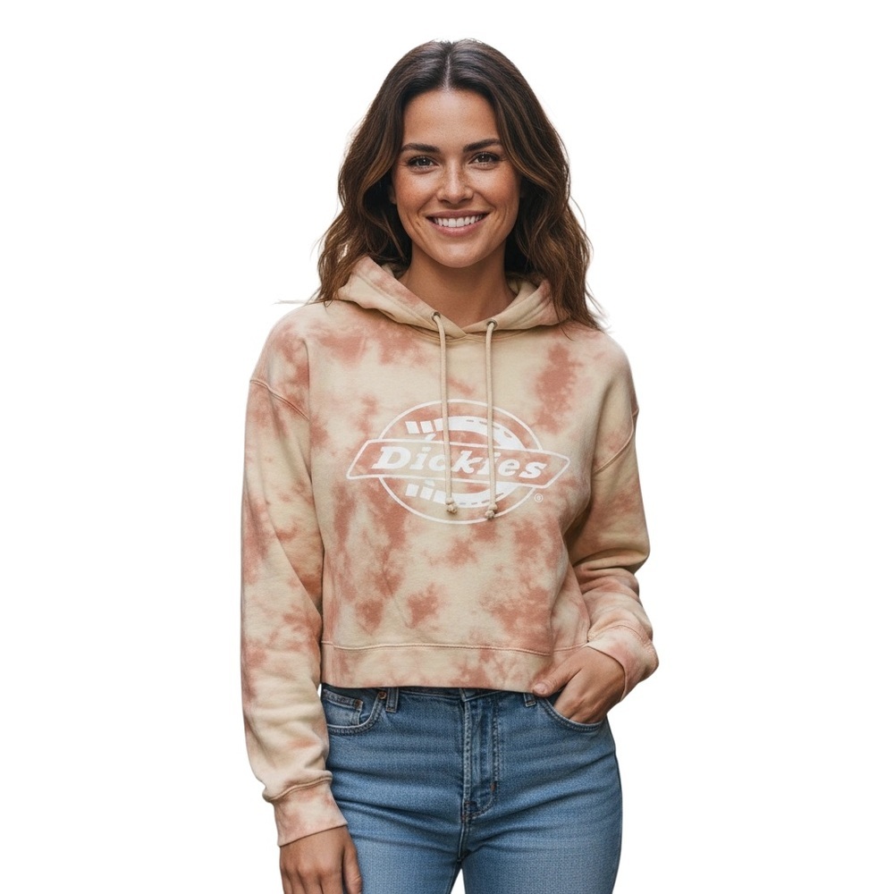 Dickies Tie-Dye Hoodie in Cream and Pink